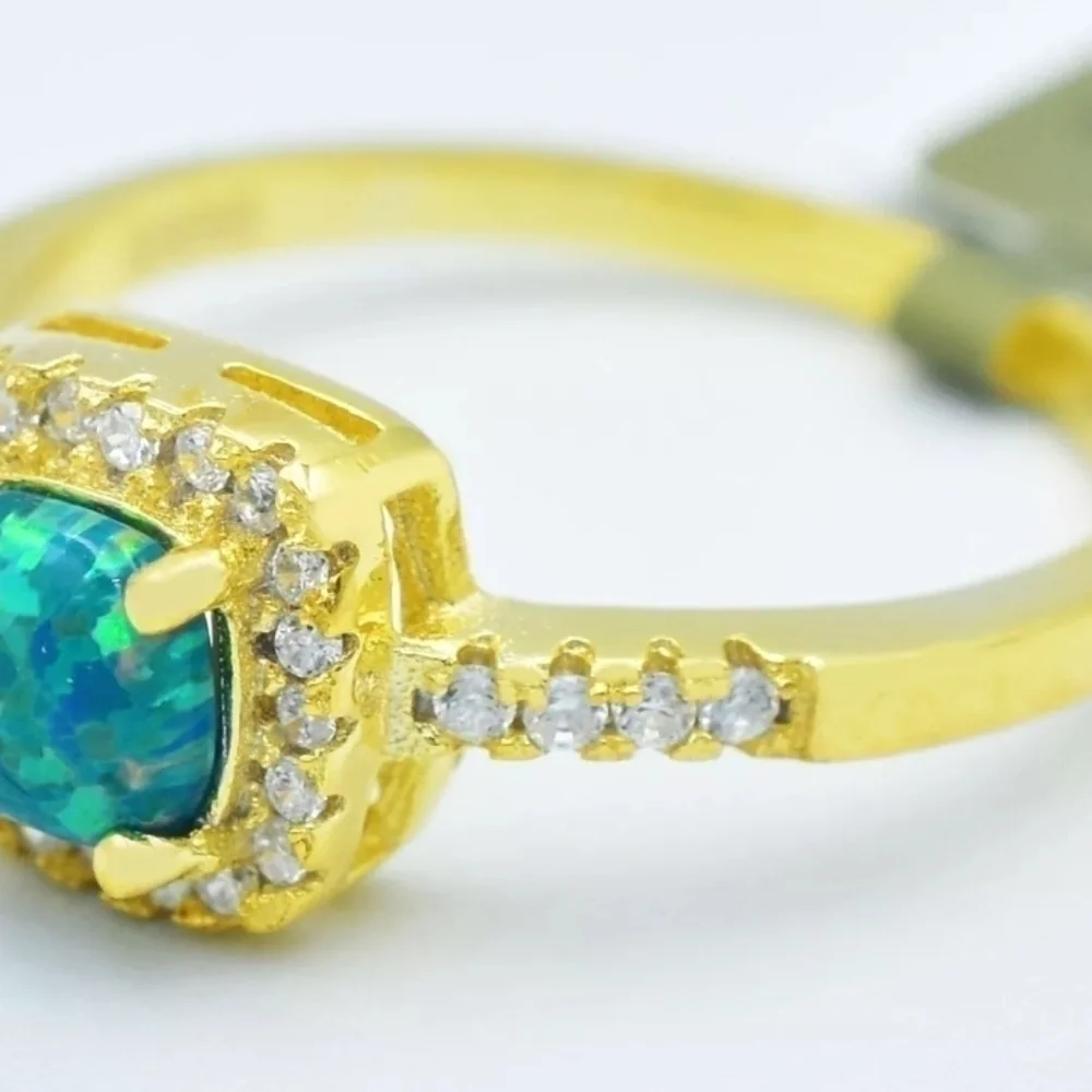 Genuine Opal and White Sapphire ring Nwt! - Picture 3 of 5